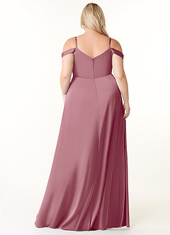 Azazie Ocean Bridesmaid Dresses Vintage Mauve A-Line V-Neck Pleated Stretch Satin Dress image7