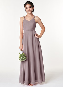 Azazie Janine Junior Abito A-Line in Chiffon Dusk image1