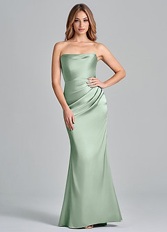 Azazie Olea Brudtärnklänningar Klä av Sjöjungfru i Stretch Satin Axelbandslös Agave Konvertibel image1