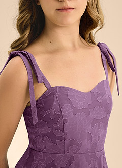 Azazie Rosey Junior Abito A-Line in Burnout Floreale Scollo a Cuore Glicine image8
