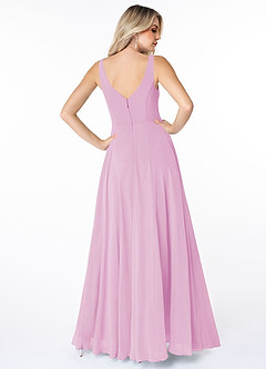 Azazie Calvi Brautjungfernkleider A-Linie Gestreift Chiffon Kleid Bonbonrosa image2