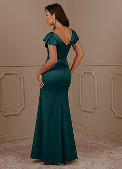 Azazie Roya vestidos de madre de la novia Vestido de Pino de Satén Elástico de Sirena con Cuello en V Plisado image3
