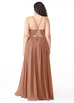 Azazie Aaida Bridesmaid Dresses Bronzer A-Line Corset Chiffon Dress image8