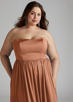 Azazie Morana Bridesmaid Dresses Bronzer A-Line Off the Shoulder Stretch Satin Convertible Dress image19