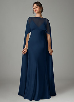 Azazie Stefania Bridesmaid Dresses Dark Navy A-Line Stretch Satin Dress image1