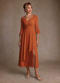 Azazie Aerynne Kleider für die Brautmutter A-Linie Plissee Chiffon Kleid Kanel image4