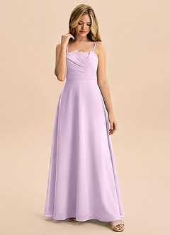 Azazie Rory Junior Frosted Lilac A-Line Pleated Chiffon Dress image4