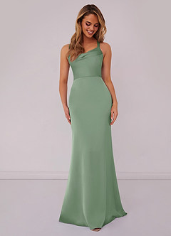 Barbie ♥ Azazie Bridesmaid Dresses Matcha Mermaid Pleated Stretch Satin Dress image1