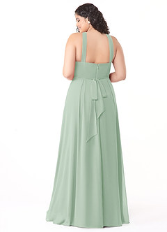 Azazie Dixie Bridesmaid Dresses Agave A-Line Halter Pleated Chiffon Dress image4