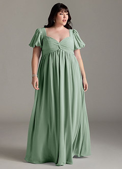 Azazie Madisynn Brautjungfernkleider für Schwangere Schleifen Chiffon Bodenlänge Kleid image5