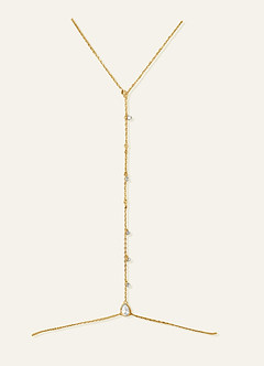 front Pear Crystal Bridal Back Necklace