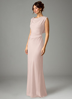 Azazie Kieryn Bridesmaid Dresses Blushing Pink Mermaid Pleated Stretch Satin Dress image5
