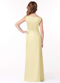 Azazie Sadia Junior Lemon Sorbet A-Line Pleated Stretch Satin Dress image3