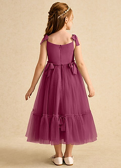 Azazie Jaci Flower Girl Dresses Mulberry A-Line Spaghetti Strap Chiffon Dress image5