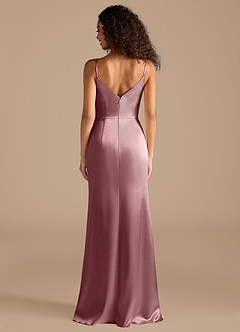 Azazie Deandra Bridesmaid Dresses Vintage Mauve Mermaid Pleated Metallic Satin Dress image5