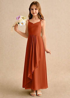 Azazie Zaida Girls Formal Flower Girl Klänningar Klänning A-Line i Chiffong Plisserad image6