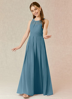 Azazie Bibiane Junior Bermuda A-Line Pleated Chiffon Dress image4
