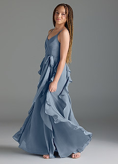 Azazie Peyton Junior Twilight A-Line V-Neck Cascading Ruffles Chiffon Dress image4