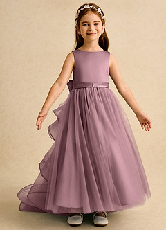 Azazie Lior Flower Girl Dresses Vintage Mauve Ball-Gown Pleated Tulle Dress image6