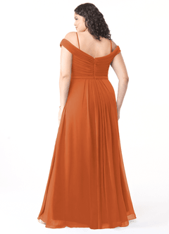 Azazie Audrianna Bridesmaid Dresses Cinnamon A-Line Off-The-Shoulder Gathered Chiffon Convertible Dress image10