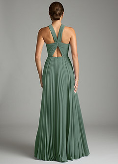 Azazie Afra Abiti da Damigella Abito A-Line in Chiffon Plissettato Eucalipto image2