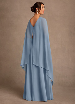 Azazie Liddie Mother of the Bride Dresses Dusty Blue A-Line Pleated Chiffon Dress image3