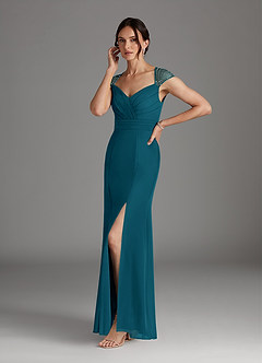 Azazie Blanchett Final Sale Ink Blue Mermaid Sequins Chiffon Dress image4