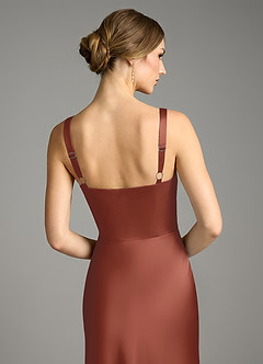 Azazie Alouette Bridesmaid Dresses Auburn Mermaid Pleated Stretch Satin Dress image4
