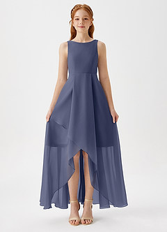 Azazie Lizette Junior Stormy A-Line Pleated Chiffon Dress image3