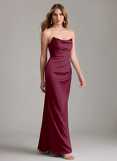 Azazie Lucille Bridesmaid Dresses Mulberry Mermaid Strapless Stretch Satin Convertible Dress image4
