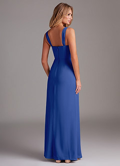 Azazie Denice Robes de demoiselle d'honneur Robe Fourreau en Mousseline de soie Plissé Bleu Roi image6