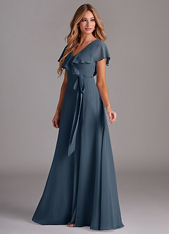Azazie Lainey Bridesmaid Dresses Neptune A-Line with Pockets Chiffon Dress image5