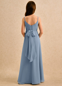 Azazie Hollie Girls Formal Venta final Vestido de Azul Polvoriento de Gasa de Corte en A con Escote de Corazón image2