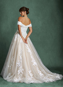 Azazie Becca Robes de mariée Robe Trapèze en Tulle Décolleté en cœur Diamant Blanc Champagne image2