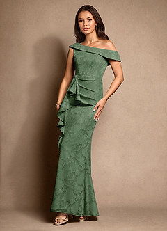 Azazie Hamptons vestidos de madre de la novia Vestido de Eucalipto de Devorado Floral de Corte En A con Plisado image5