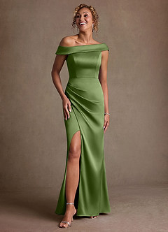 Azazie Kamala Abiti per la Madre della Sposa Abito Tubino in Raso Elasticizzato Monospalla Ginepro image6