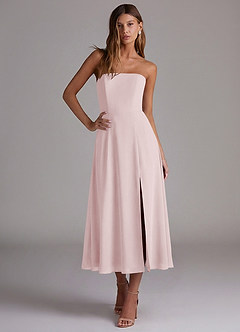 Azazie Wren Jurken voor bruidsmeisjes Jurk van Chiffon met A-Lijn Strapless Blozend Roze image4