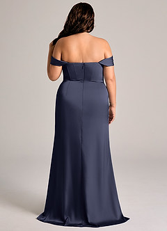 Azazie Johana Bridesmaid Dresses Stormy Mermaid Off the Shoulder Stretch Satin Convertible Dress image7