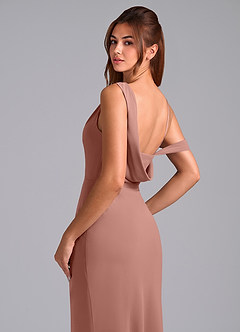 Azazie Madelyn Bridesmaid Dresses Cedar Rose Mermaid Off the Shoulder Chiffon Convertible Dress image2