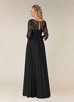 Azazie Noella Mother of the Bride Dresses Black A-Line V-Neck Lace Chiffon Dress image4