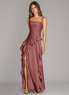 Azazie Sloane Bridesmaid Dresses Amethyst A-Line Sweetheart Neckline Stretch Satin Dress image4