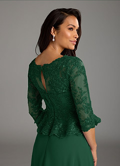 Azazie Averie Abiti per la Madre della Sposa Abito A-Line in Chiffon con Scollo a Barca e Paillettes Verde Scuro image5