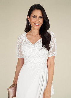 Azazie Amedeus Mother of the Bride Dresses Ivory A-Line V-Neck Lace Chiffon Dress image7