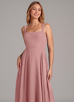 Azazie Shaude Abiti da Damigella Abito A-Line in Chiffon Plissettato Rosa Polverosa image5
