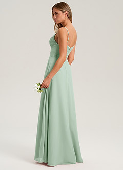 Azazie Terese Brautjungfernkleider A-Linie Plissee Chiffon Kleid Agave image5