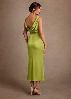 Azazie Mazhe Kleider für die Brautmutter A-Linie Plissee Stretch-Satin Kleid Zitronengras image2