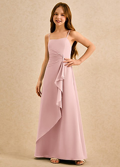 Azazie lolly Girls Formal Flower Girl Dresses Powder Pink A-Line Pleated Chiffon Dress image5