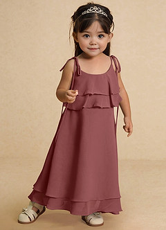 Azazie Temi Flower Girl Dresses Amethyst A-Line Spaghetti Strap Chiffon Dress image6