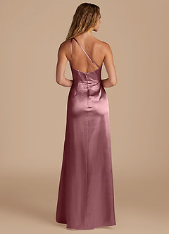 Azazie Mika Bridesmaid Dresses Vintage Mauve Sheath One Shoulder Metallic Satin Dress image5