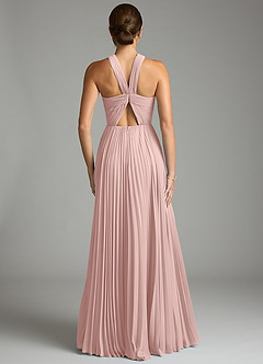 Azazie Afra Abiti da Damigella Abito A-Line in Chiffon Plissettato Rosa Cipria image3